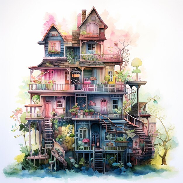 watercolor dollhouse clipart