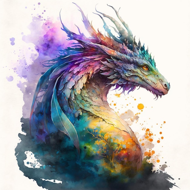 Watercolor Dragon Hyperrealistic