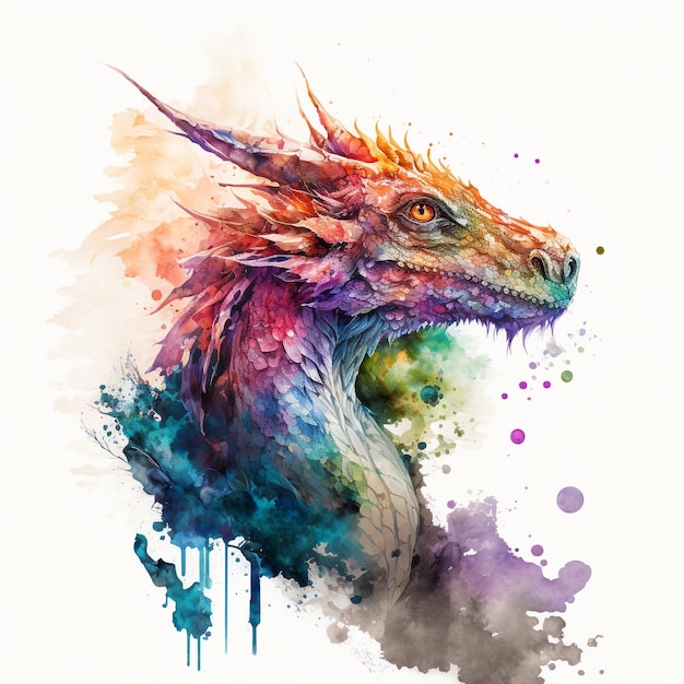 Watercolor Dragon Hyperrealistic