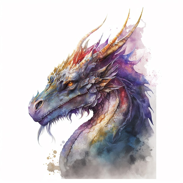 Watercolor Dragon Hyperrealistic