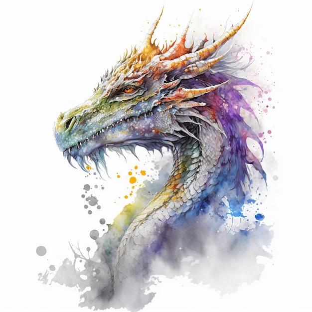 Watercolor Dragon Hyperrealistic