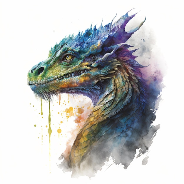 Watercolor Dragon Hyperrealistic