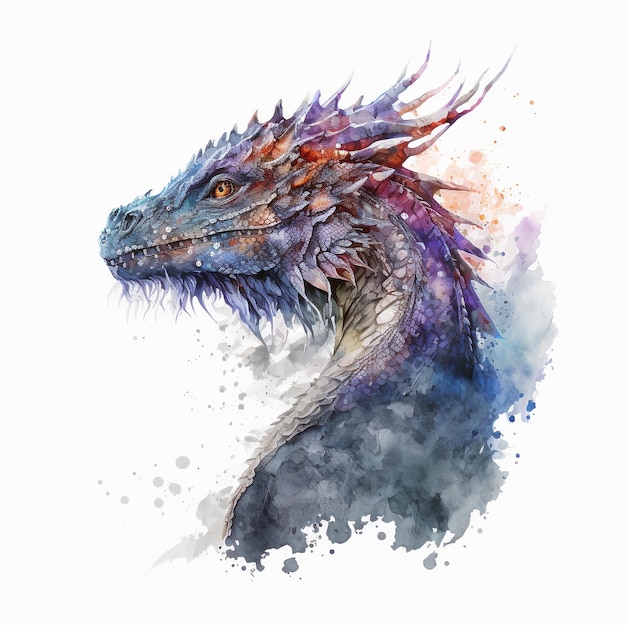 Watercolor Dragon Hyperrealistic