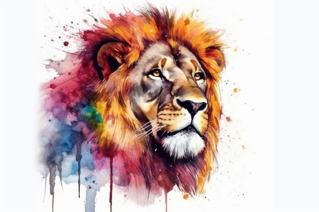 Watercolor drawing of an african lion