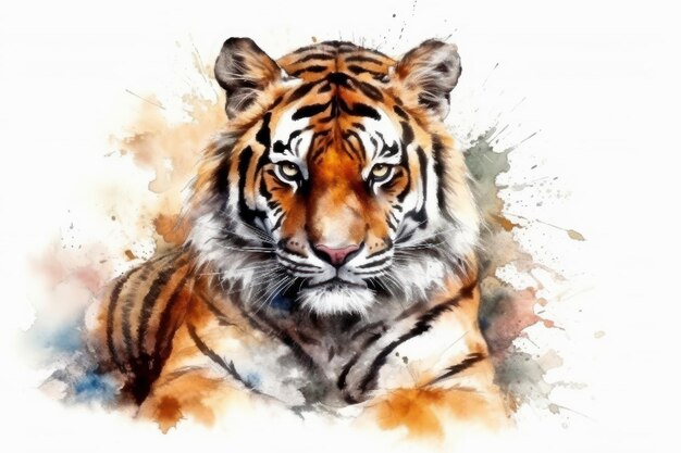 Watercolor drawing of a Bengal tiger