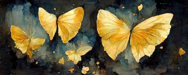 Watercolor drawing butterfly made of blots and splashes Sketch