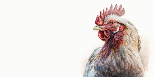 Watercolor drawing of a chicken on a white background Generative AI