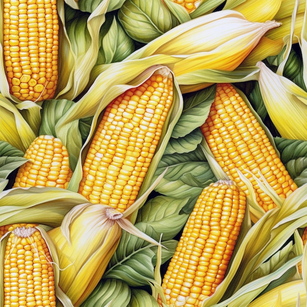 A watercolor drawing of corn generated by AI