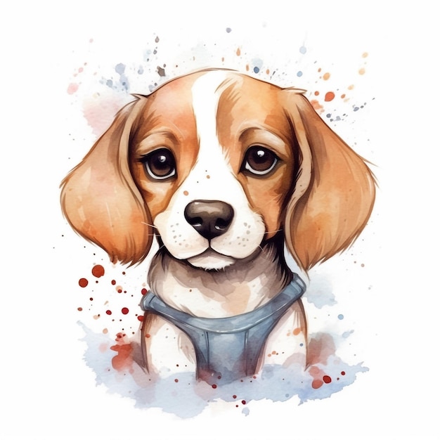 A watercolor drawing of a dog named beagle.