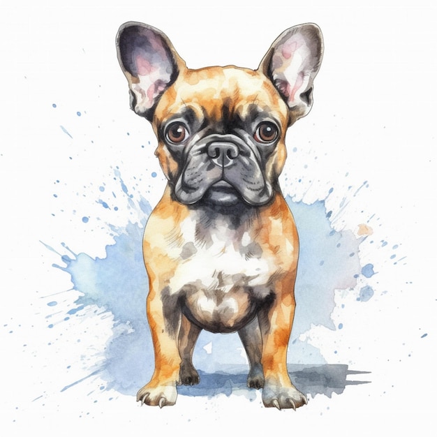 A watercolor drawing of a dog named french bulldog