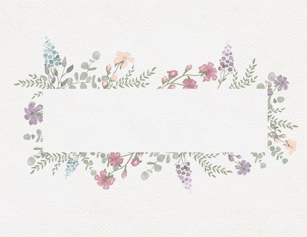 watercolor drawing of floral frame for invitation, greeting card