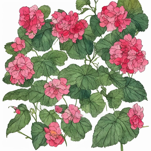 Photo a watercolor drawing of geranium flowers