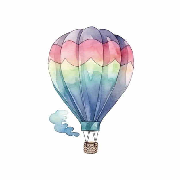 Photo a watercolor drawing of a hot air balloon.