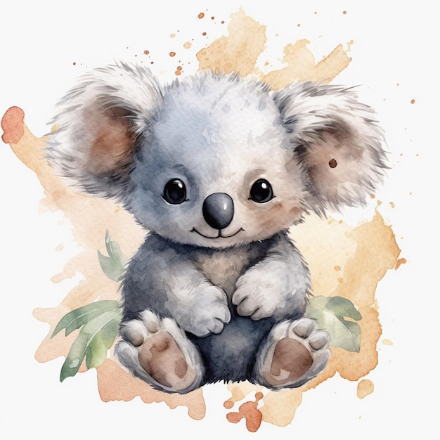 A watercolor drawing of a koala bear.