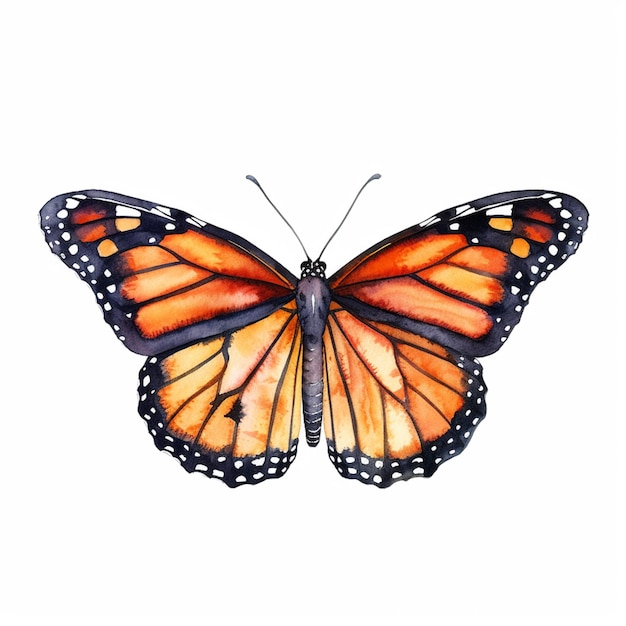 A watercolor drawing of a monarch butterfly