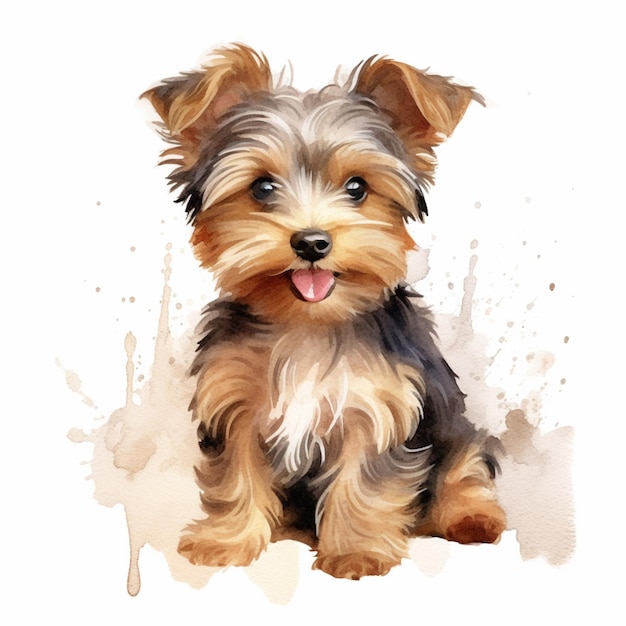 A watercolor drawing of a puppy dog