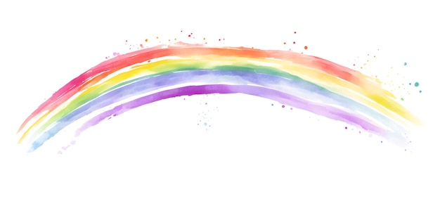 Watercolor drawing of a rainbow on a white background ai generated