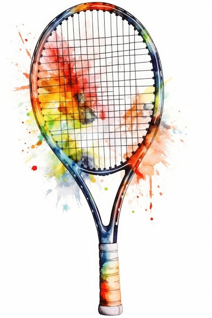 Watercolor drawing of a tennis racket