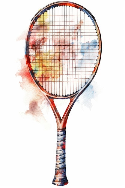 Watercolor drawing of a tennis racket