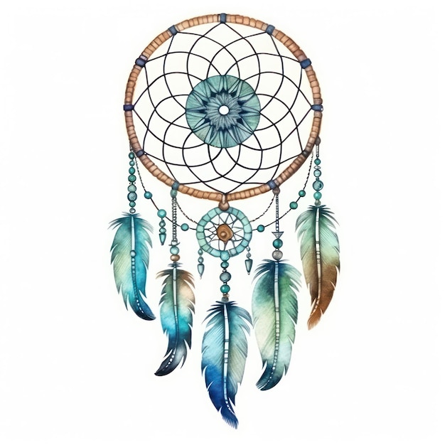 Watercolor dream catcher isolated