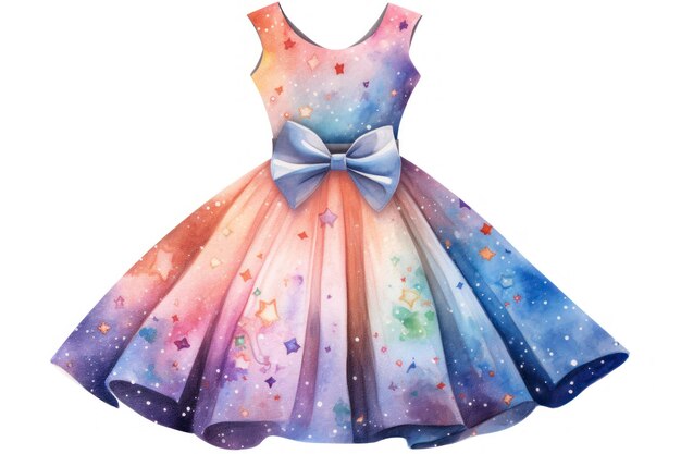 Photo watercolor dress glitter isolated white background