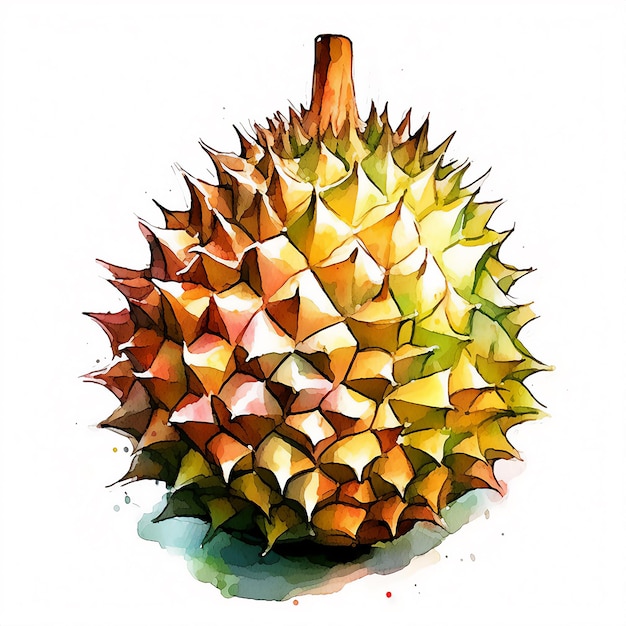 watercolor durian clipart white background