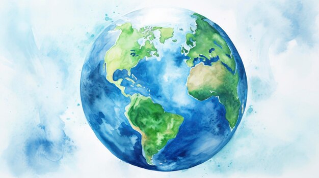 Watercolor earth celebrating world earth day with environmental protection