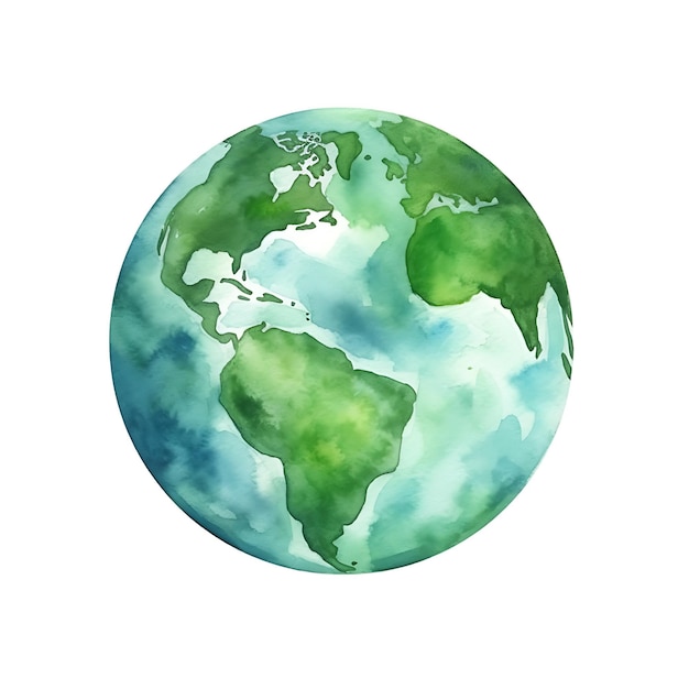 Watercolor Earth Day Illustration Green Planet and Ecological Concept of Environmental Balance