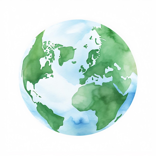 Watercolor Earth Day Illustration Green Planet and Ecological Concept of Environmental Balance