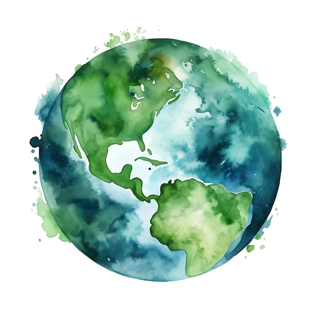 Photo watercolor earth day illustration green planet and ecological concept of environmental balance