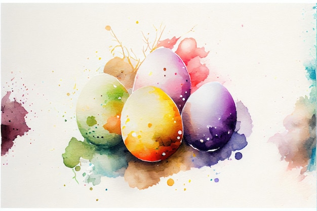 Watercolor easter eggs ai generative