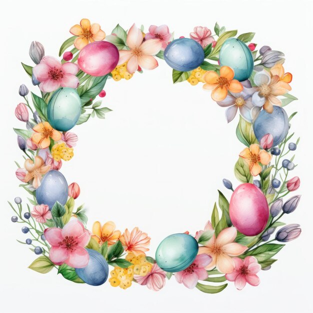 Photo watercolor easter frame isolated