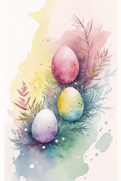 Watercolor easter spring floral background with copy space