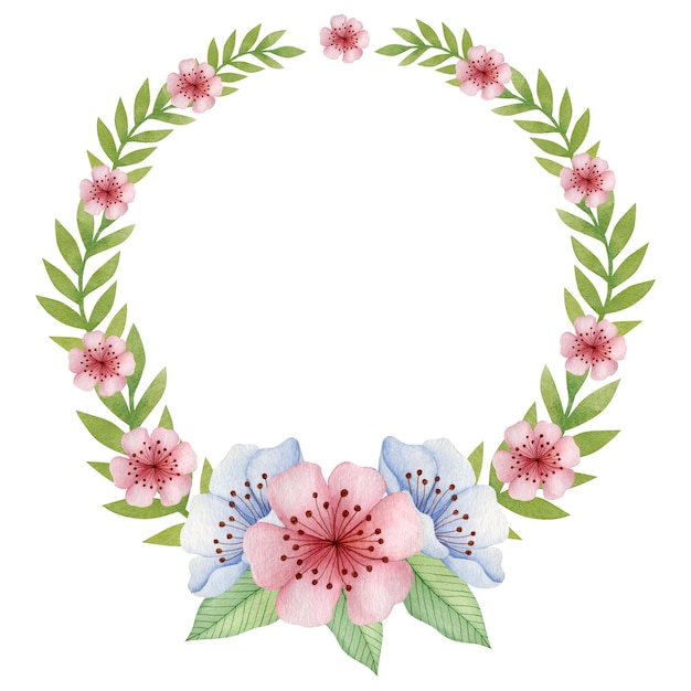 Watercolor Easter wreath of spring flowers