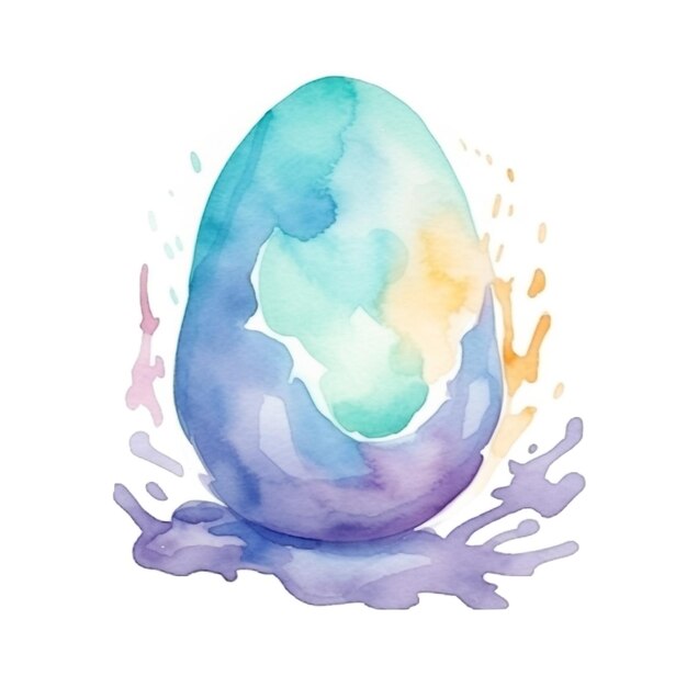 イースターという言葉が描かれた水彩の卵。