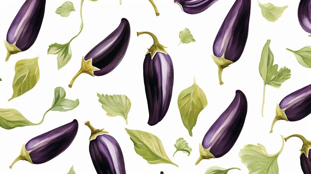 Photo watercolor eggplant pattern