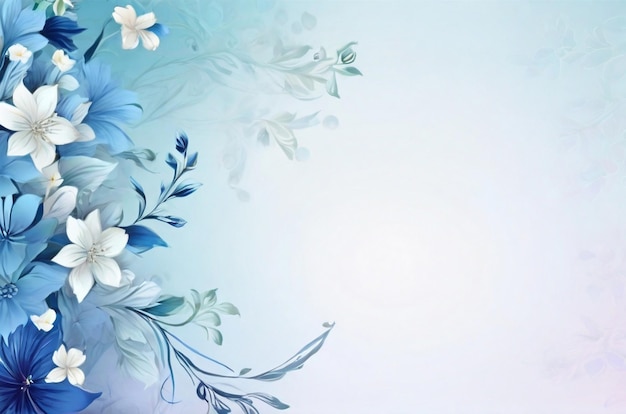 Photo watercolor elegant floral background design with blue and white flowers