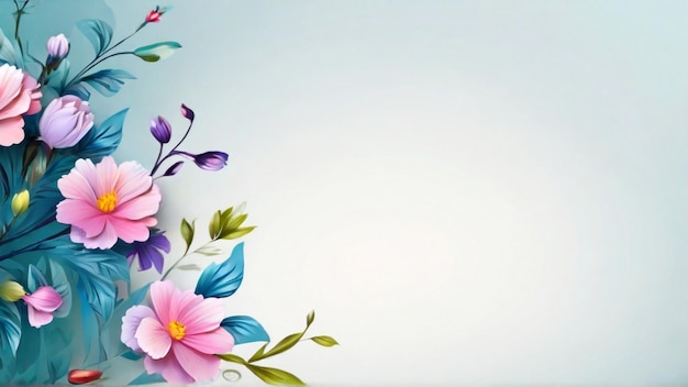 Watercolor elegant floral background design with blue and white flowers