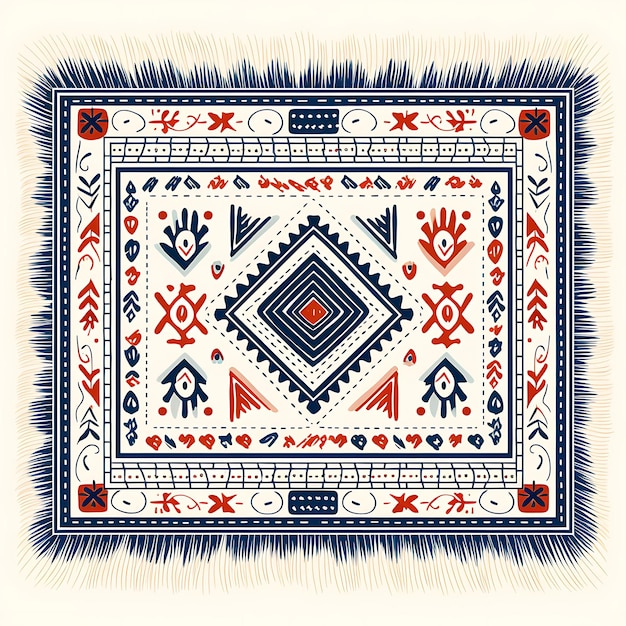 Акварель эмиратского ковра Аль-Фуджейра Традиционный ткацкий узор Фуджейры