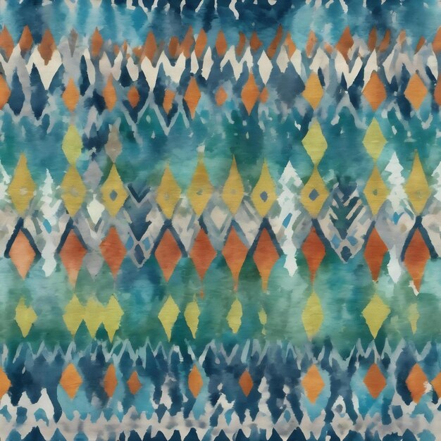 Watercolor ethnic design chevron geometric swimwear pattern paintbrush aztec background