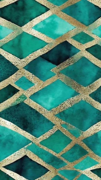 Watercolor ethnic design teal and aqua menthe snake skin random texture rectangle geo rapport