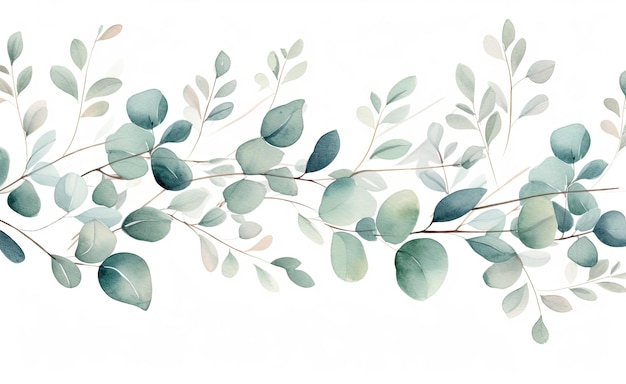 Watercolor eucalyptus background Illustration AI GenerativexA