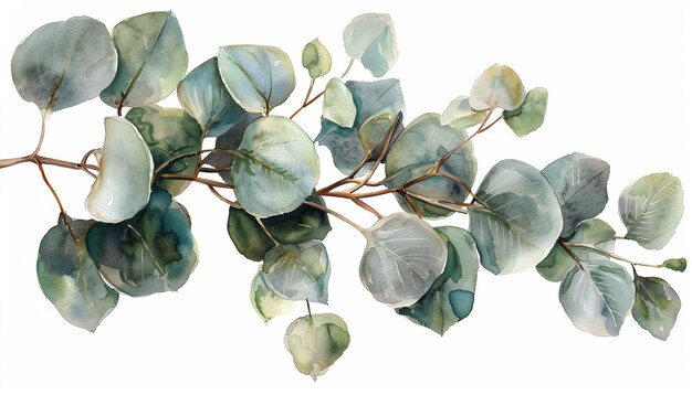 Photo watercolor eucalyptus branch