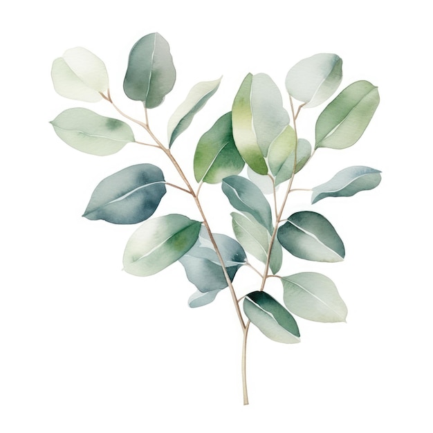 watercolor eucalyptus clipart white background