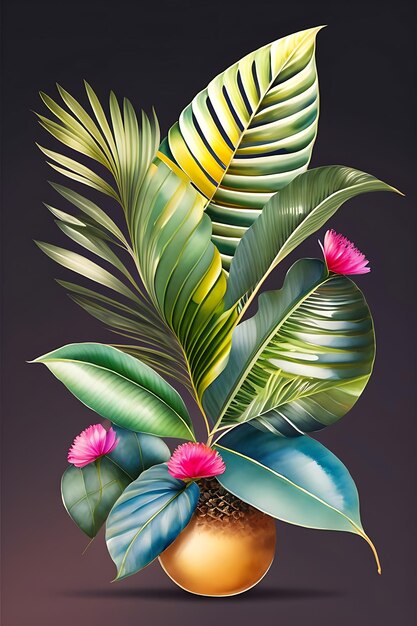 Foto acquerello piante esotiche foglie di palma