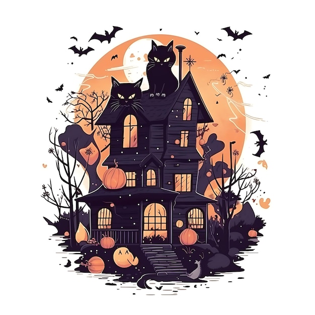 Акварельная фея красочный Хэллоуин Дом ведьм Фон