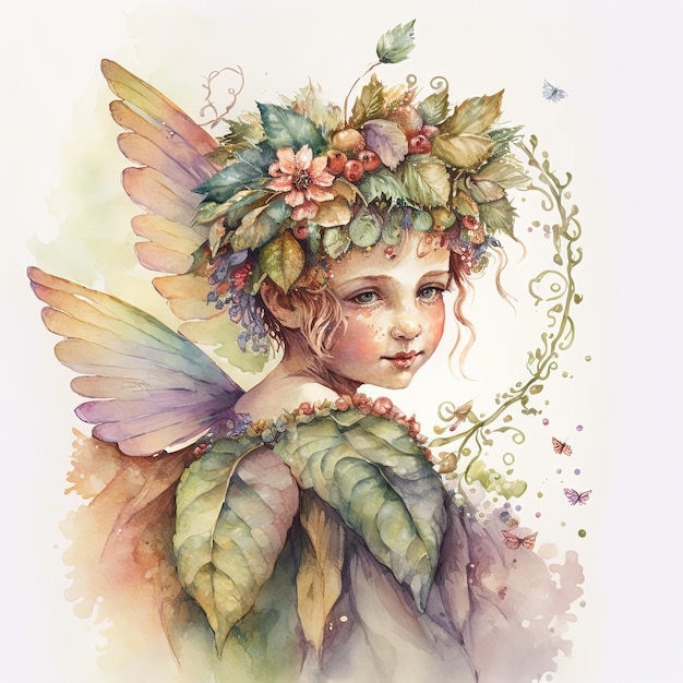 Photo watercolor fairy girl illustration fantasy art isolated on white background