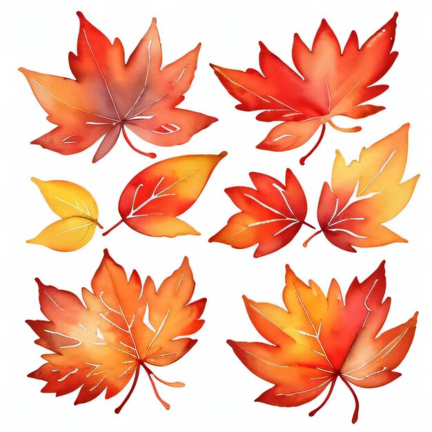 Photo watercolor fall leaves clipart