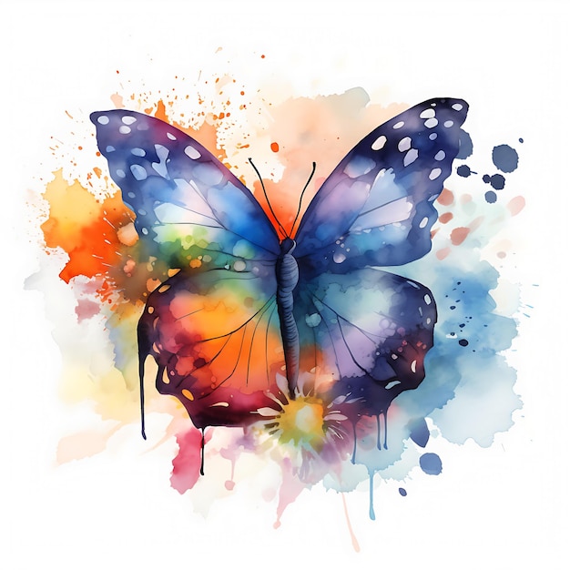 Watercolor Fantasy Butterfly clipart illustration background