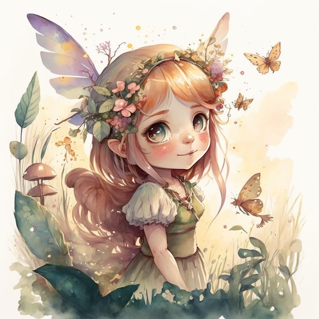 Watercolor Fantasy Fairy Creative Illustration